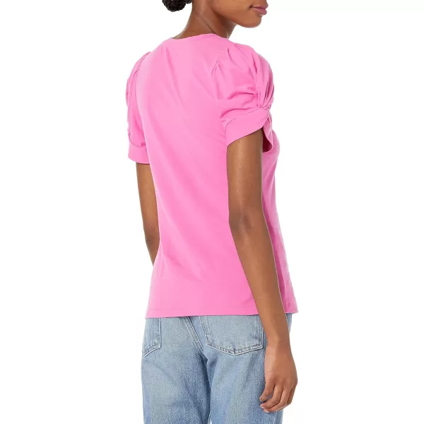 Amazon Essentials Womens ClassicFit Twist Sleeve Crewneck TShirtBright Pink