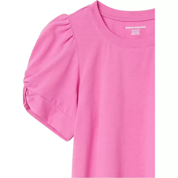 Amazon Essentials Womens ClassicFit Twist Sleeve Crewneck TShirtBright Pink