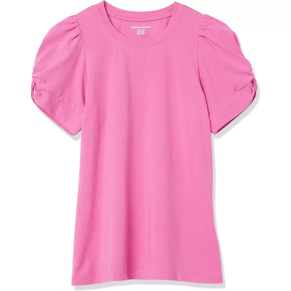 Amazon Essentials Womens ClassicFit Twist Sleeve Crewneck TShirtBright Pink