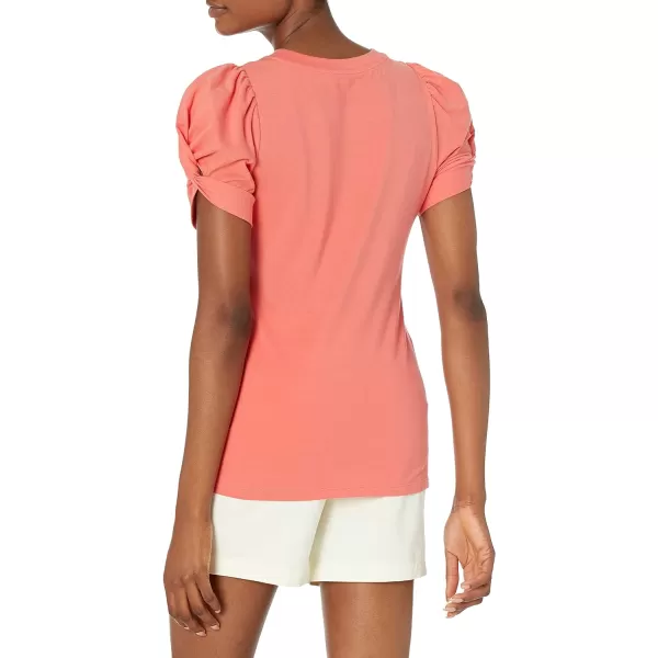 Amazon Essentials Womens ClassicFit Twist Sleeve Crewneck TShirtCoral Pink