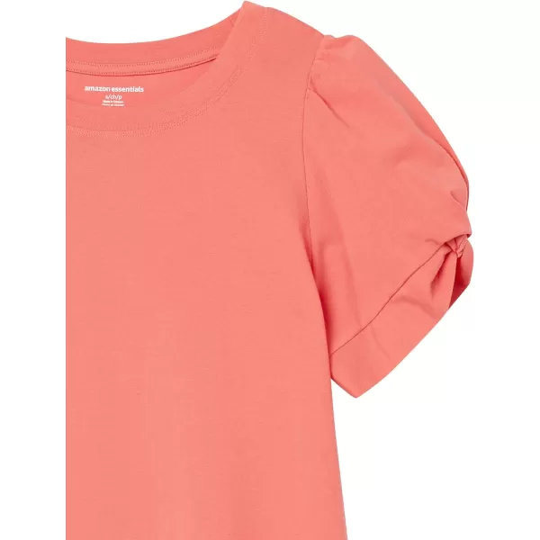 Amazon Essentials Womens ClassicFit Twist Sleeve Crewneck TShirtCoral Pink