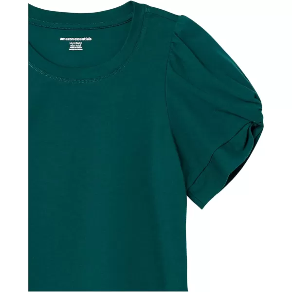 Amazon Essentials Womens ClassicFit Twist Sleeve Crewneck TShirtForest Green