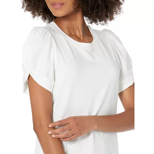 Amazon Essentials Womens ClassicFit Twist Sleeve Crewneck TShirtWhite