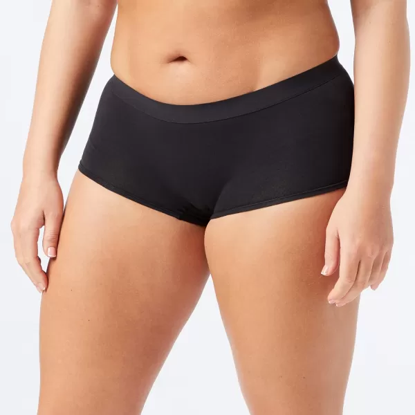 Amazon Essentials Womens Cotton Boyshort Underwear Available in Plus Size Pack of 5Black