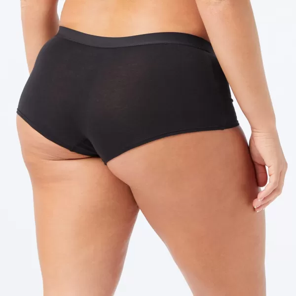 Amazon Essentials Womens Cotton Boyshort Underwear Available in Plus Size Pack of 5Black