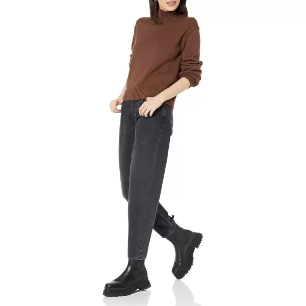 Amazon Essentials Womens Cotton FunnelNeck Sweater Available in Plus SizeDeep Brown