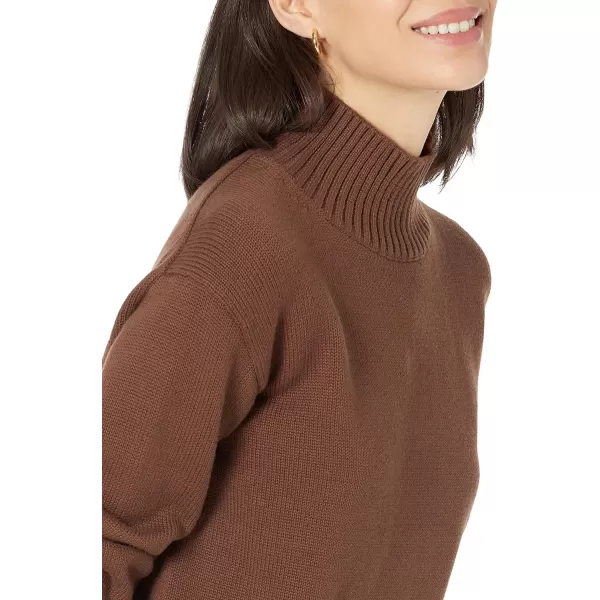 Amazon Essentials Womens Cotton FunnelNeck Sweater Available in Plus SizeDeep Brown