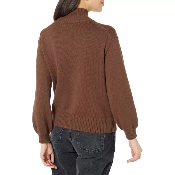 Amazon Essentials Womens Cotton FunnelNeck Sweater Available in Plus SizeDeep Brown