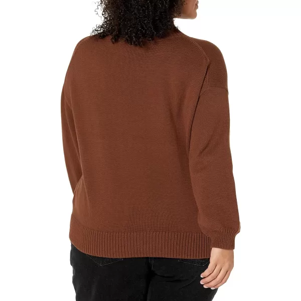 Amazon Essentials Womens Cotton FunnelNeck Sweater Available in Plus SizeDeep Brown