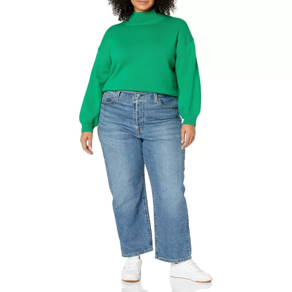 Amazon Essentials Womens Cotton FunnelNeck Sweater Available in Plus SizeGreen