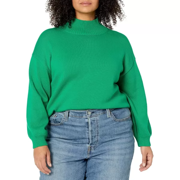 Amazon Essentials Womens Cotton FunnelNeck Sweater Available in Plus SizeGreen