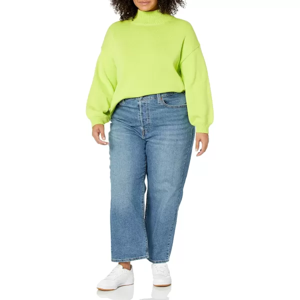 Amazon Essentials Womens Cotton FunnelNeck Sweater Available in Plus SizeLime Green