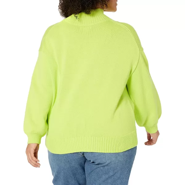 Amazon Essentials Womens Cotton FunnelNeck Sweater Available in Plus SizeLime Green