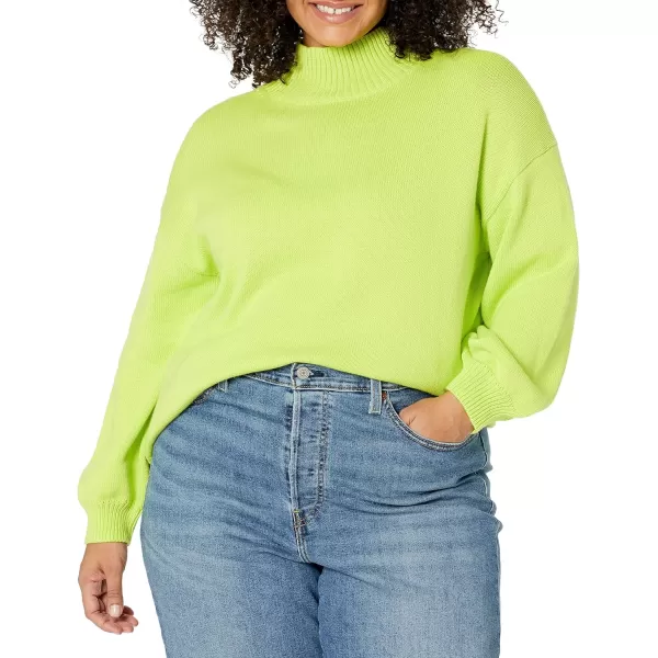 Amazon Essentials Womens Cotton FunnelNeck Sweater Available in Plus SizeLime Green