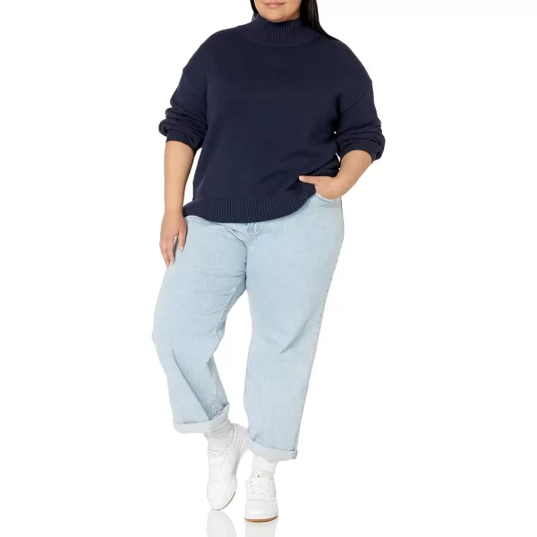 Amazon Essentials Womens Cotton FunnelNeck Sweater Available in Plus SizeNavy