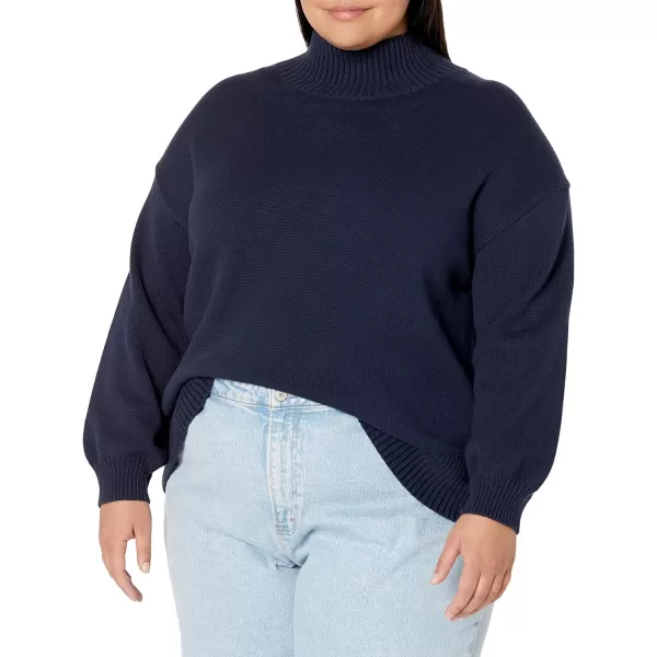 Amazon Essentials Womens Cotton FunnelNeck Sweater Available in Plus SizeNavy