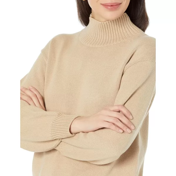 Amazon Essentials Womens Cotton FunnelNeck Sweater Available in Plus SizeTan