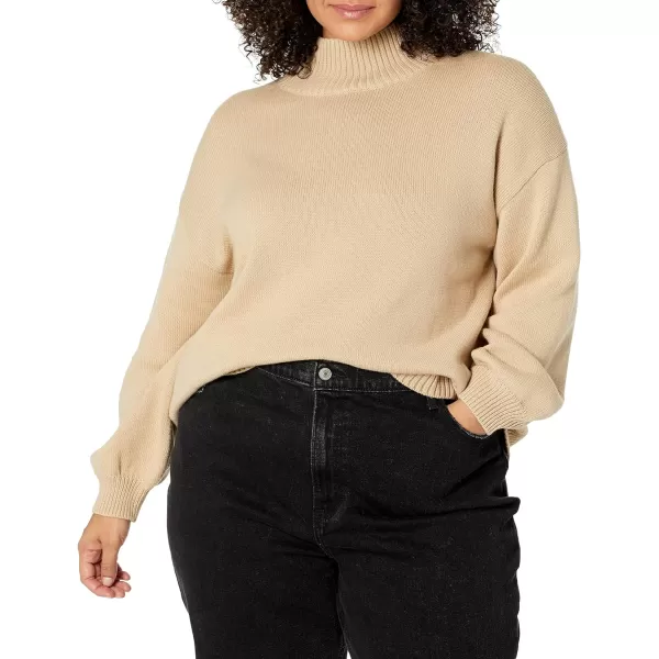 Amazon Essentials Womens Cotton FunnelNeck Sweater Available in Plus SizeTan