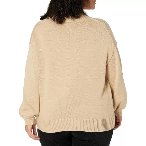 Amazon Essentials Womens Cotton FunnelNeck Sweater Available in Plus SizeTan