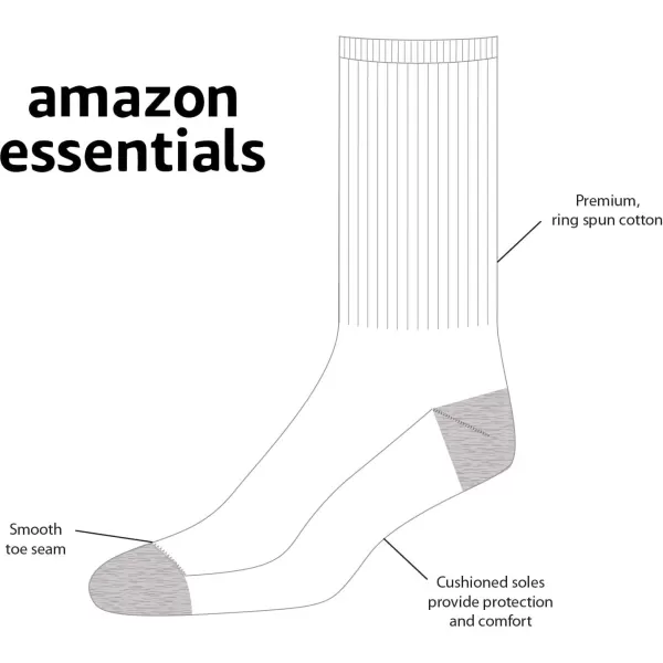 Amazon Essentials Womens Cotton Lightly Cushioned Crew Socks 10 PairsWhite