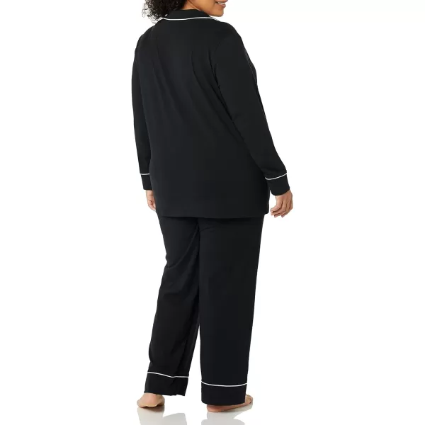 Amazon Essentials Womens Cotton Modal LongSleeve Shirt and FullLength Bottom Pajama Set Available in Plus SizeBlack