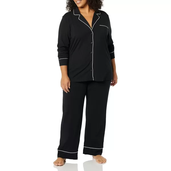 Amazon Essentials Womens Cotton Modal LongSleeve Shirt and FullLength Bottom Pajama Set Available in Plus SizeBlack