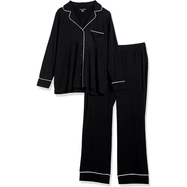 Amazon Essentials Womens Cotton Modal LongSleeve Shirt and FullLength Bottom Pajama Set Available in Plus SizeBlack