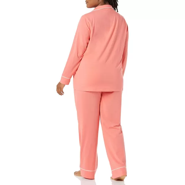 Amazon Essentials Womens Cotton Modal LongSleeve Shirt and FullLength Bottom Pajama Set Available in Plus SizeCoral Pink