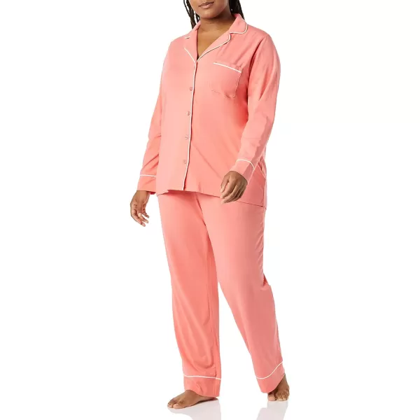 Amazon Essentials Womens Cotton Modal LongSleeve Shirt and FullLength Bottom Pajama Set Available in Plus SizeCoral Pink