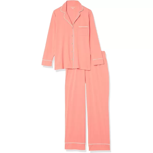 Amazon Essentials Womens Cotton Modal LongSleeve Shirt and FullLength Bottom Pajama Set Available in Plus SizeCoral Pink