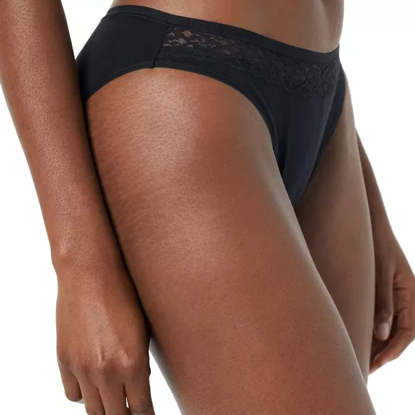 Amazon Essentials Womens Cotton and Lace Bikini Underwear Pack of 4Black