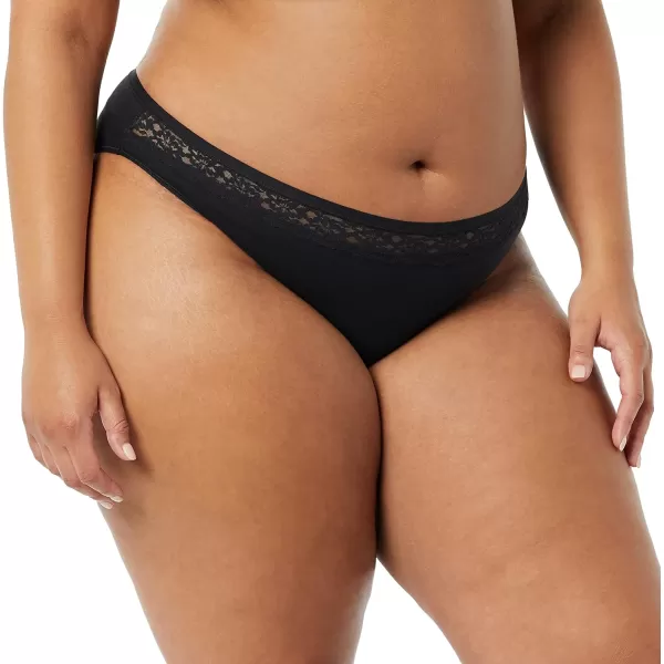 Amazon Essentials Womens Cotton and Lace Bikini Underwear Pack of 4Black