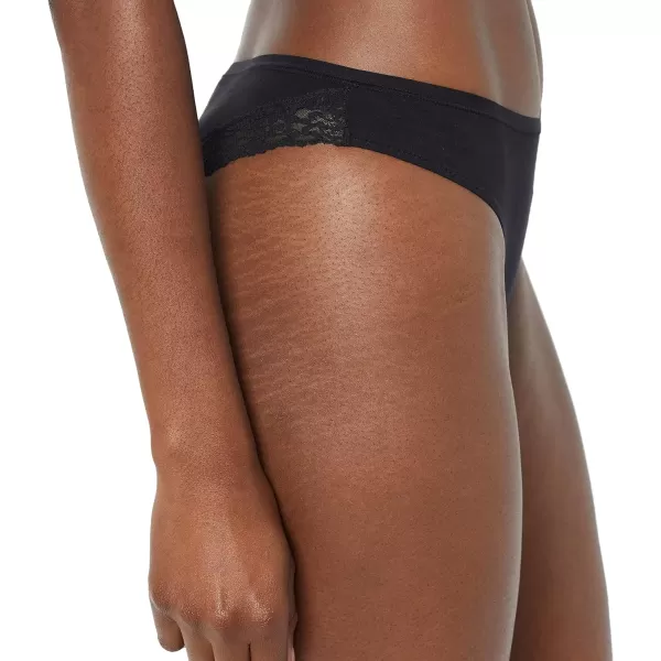 Amazon Essentials Womens Cotton and Lace Cheeky Brazilian Underwear Pack of 4Black