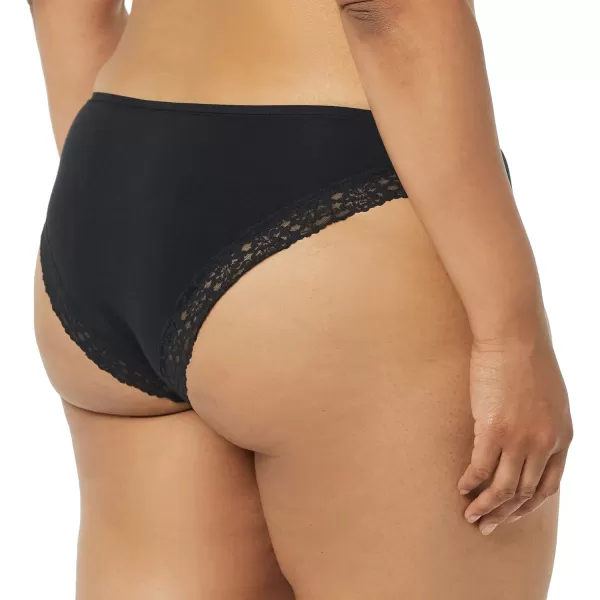 Amazon Essentials Womens Cotton and Lace Cheeky Brazilian Underwear Pack of 4Black
