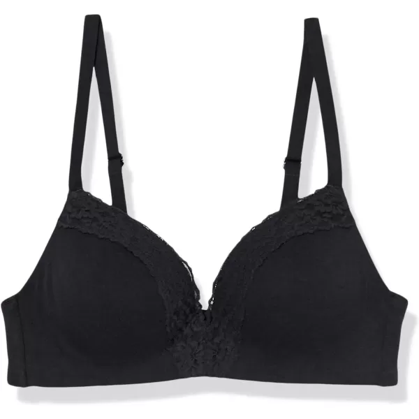 Amazon Essentials Womens Cotton and Lace Lightly Lined Wirefree BraBlack