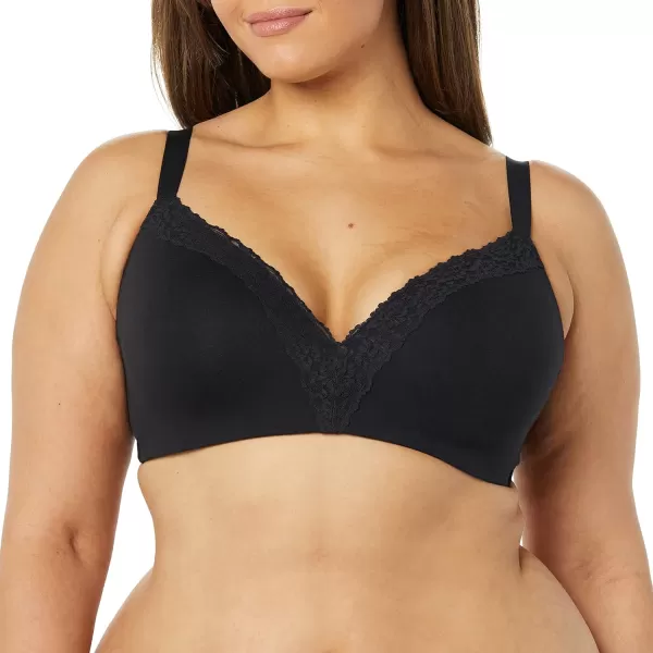 Amazon Essentials Womens Cotton and Lace Lightly Lined Wirefree BraBlack