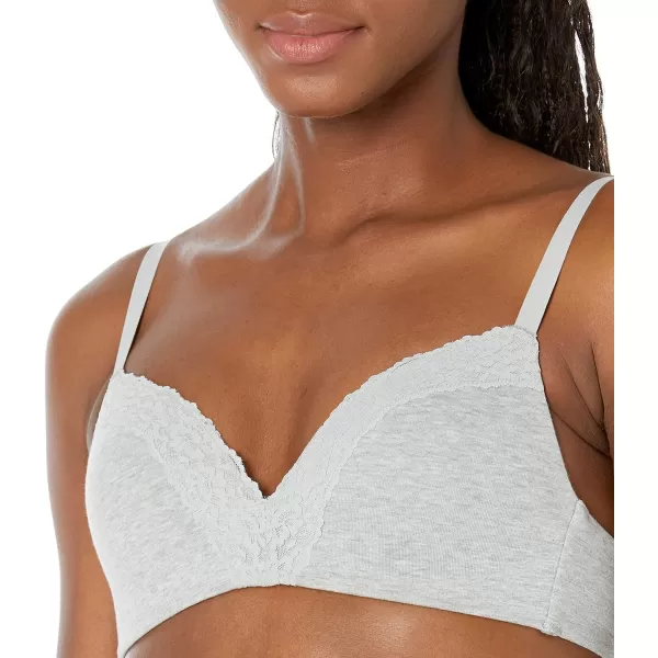 Amazon Essentials Womens Cotton and Lace Lightly Lined Wirefree BraLight Grey Marl