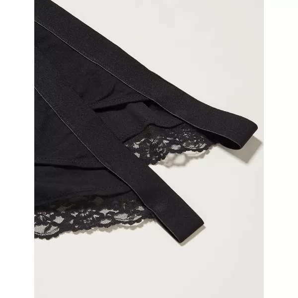 Amazon Essentials Womens Cotton and Lace Tanga Brief Pack of 4Black