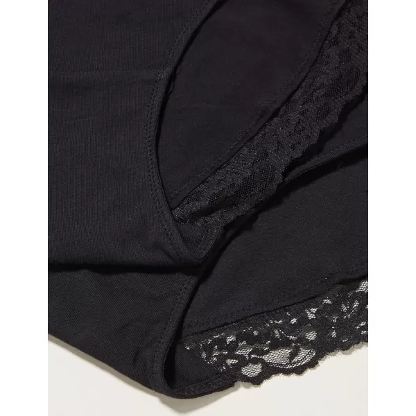 Amazon Essentials Womens Cotton and Lace Tanga Brief Pack of 4Black