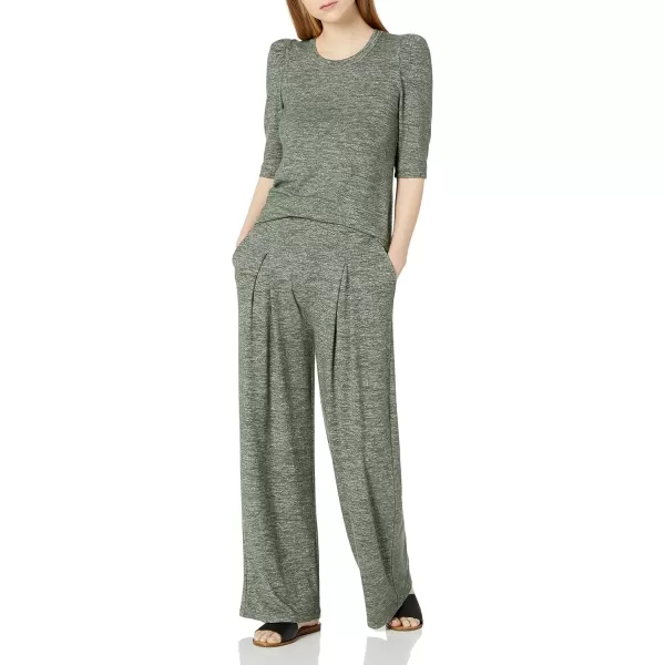 Amazon Essentials Womens Cozy Knit Oversized Pleated WideLeg Pant Previously Daily RitualOlive Marl