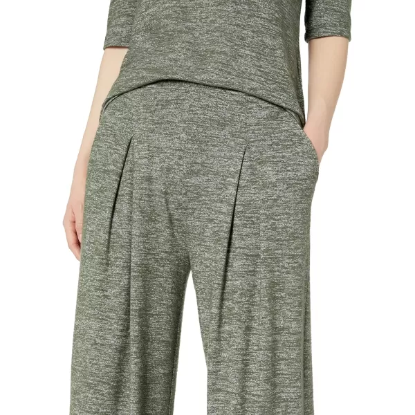 Amazon Essentials Womens Cozy Knit Oversized Pleated WideLeg Pant Previously Daily RitualOlive Marl