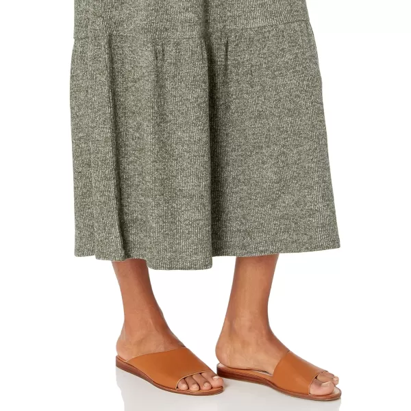 Amazon Essentials Womens Cozy Knit Rib Sleeveless Tiered Maxi Dress Previously Daily RitualOlive Marl