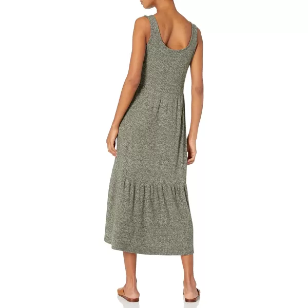 Amazon Essentials Womens Cozy Knit Rib Sleeveless Tiered Maxi Dress Previously Daily RitualOlive Marl