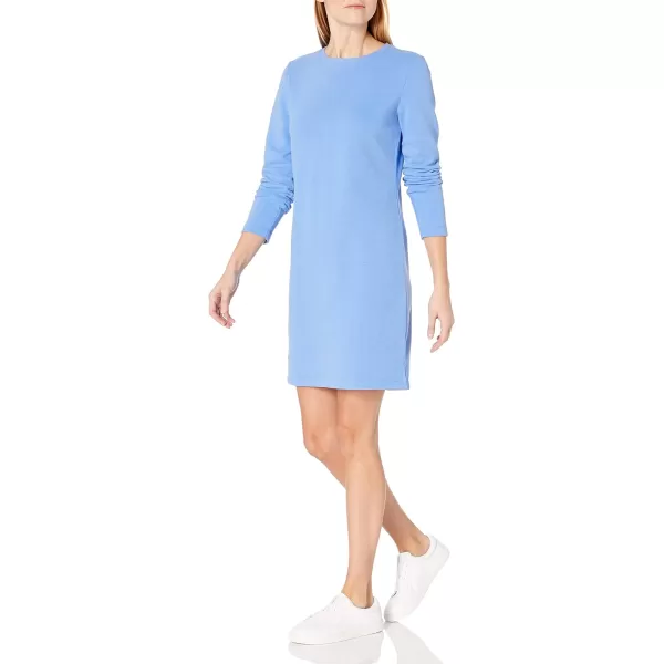 Amazon Essentials Womens Crewneck LongSleeve Fleece AboveTheKnee DressBlue Heather