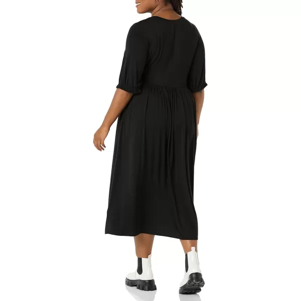 Amazon Essentials Womens Crewneck Short Sleeve Knit Midi Dress Available in Plus SizeBlack