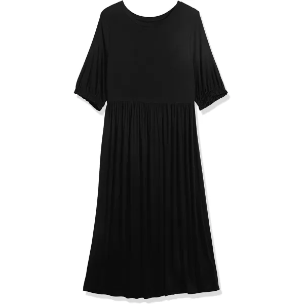 Amazon Essentials Womens Crewneck Short Sleeve Knit Midi Dress Available in Plus SizeBlack