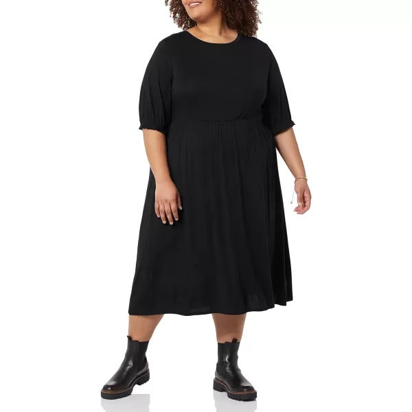 Amazon Essentials Womens Crewneck Short Sleeve Knit Midi Dress Available in Plus SizeBlack