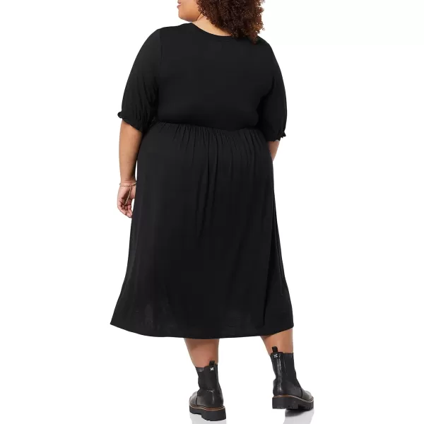 Amazon Essentials Womens Crewneck Short Sleeve Knit Midi Dress Available in Plus SizeBlack