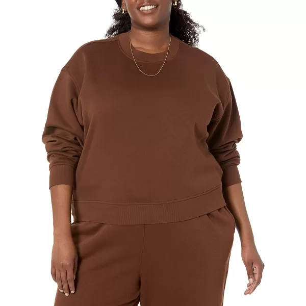 Amazon Essentials Womens Crop Drop Shoulder Sweatshirt Available in Plus SizeDeep Brown