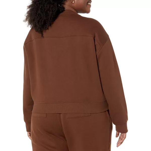 Amazon Essentials Womens Crop Drop Shoulder Sweatshirt Available in Plus SizeDeep Brown